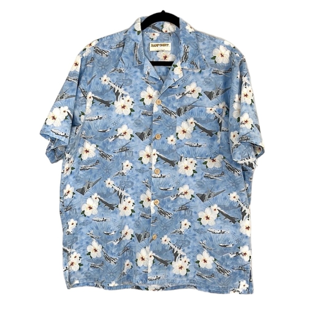 KAMP SHIRT Armed Forces Floral Tropical Short Sleeve button up shirt
